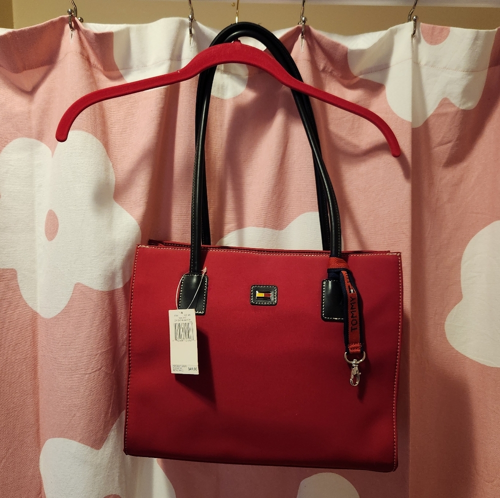 Tommy Hilfiger Red and Black Tote Bag, NWT